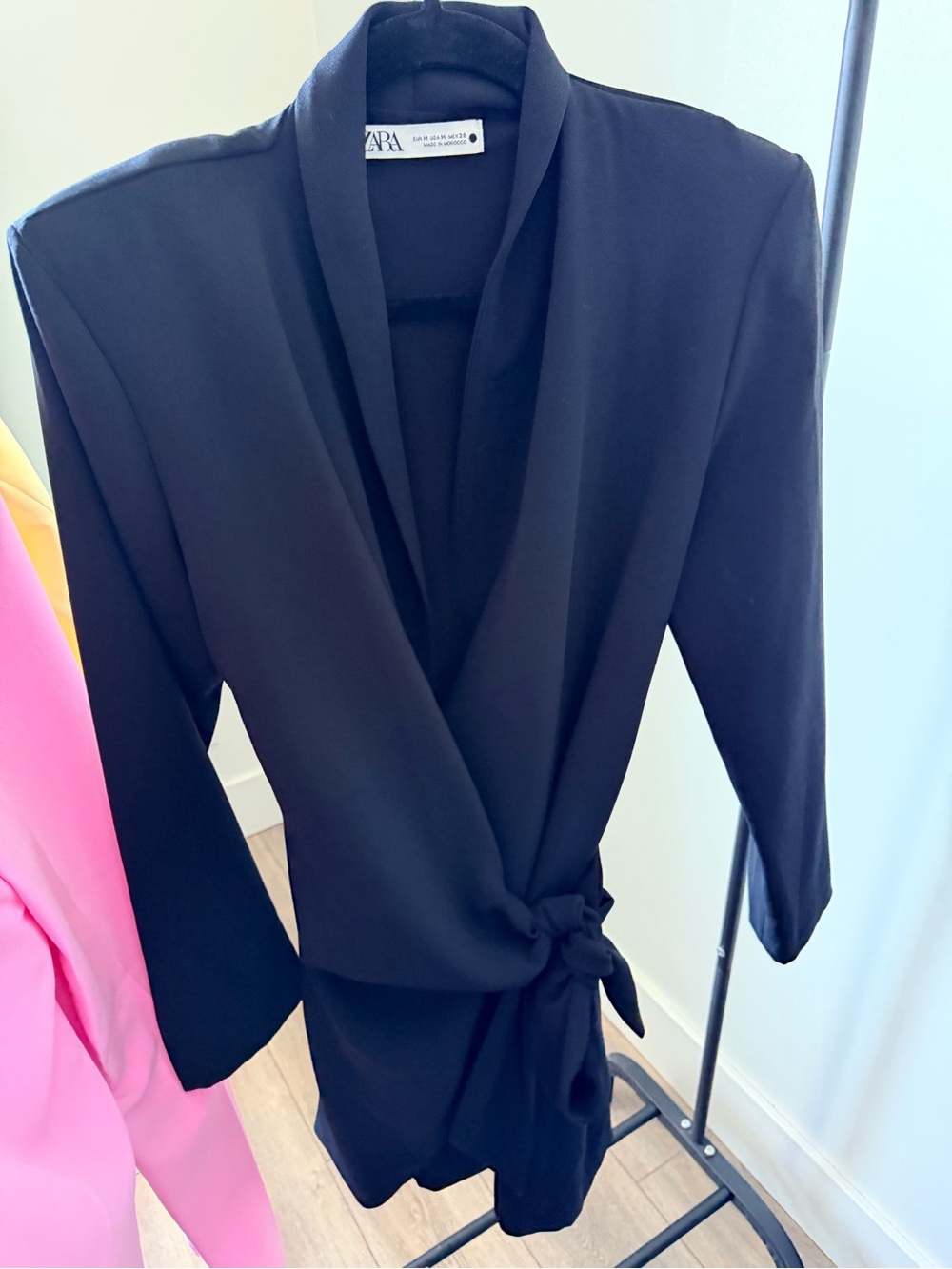 Zara Black Shawl Collar Wrap Blazer